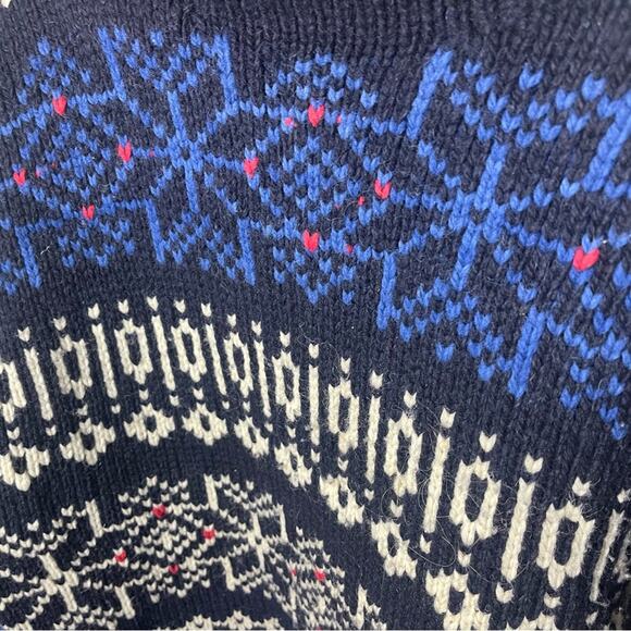 Vintage Bolivian Hand Knit Lambswool Sweater, Fair Isle, Fisherman, Ski Lodge, L - Picture 6 of 7